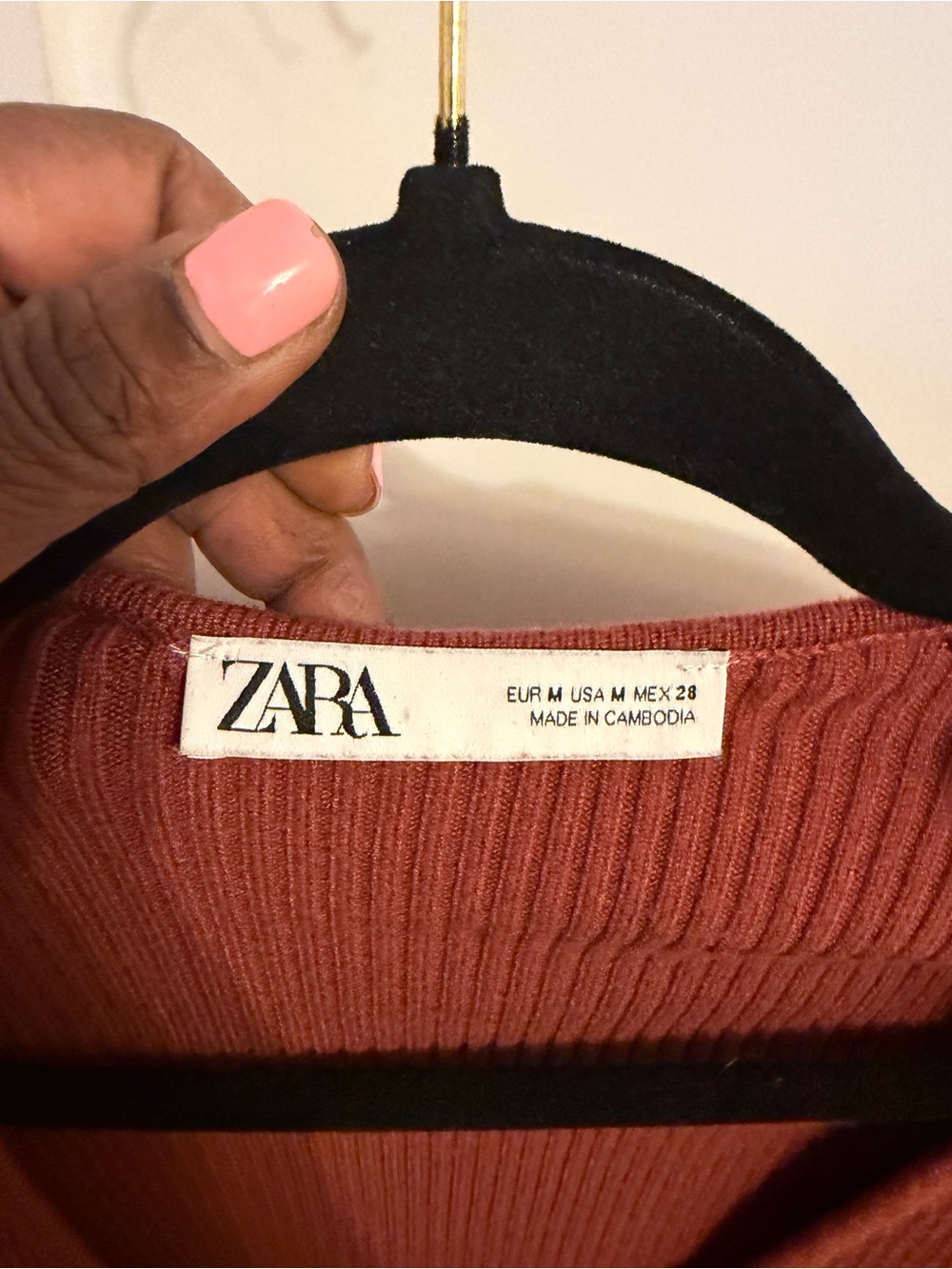Zara Wrap-Style Ribbed Knit Sweater - Rust - Picture 4 of 5